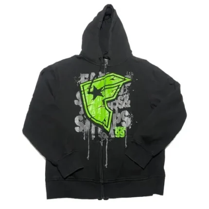 Famous Stars and Straps Green and Black Zip Hoodie